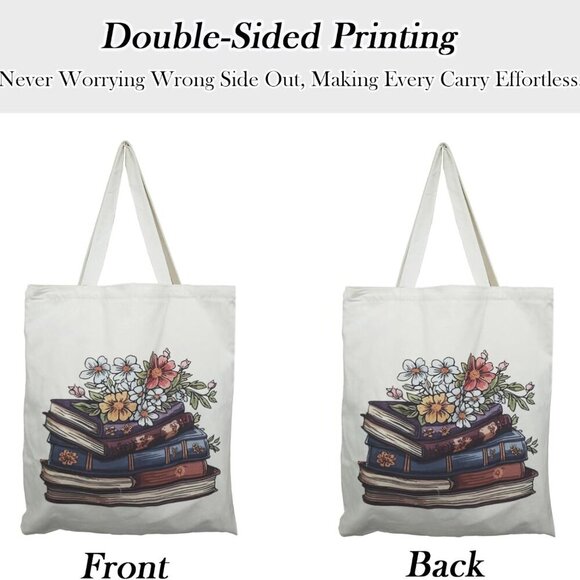 Brand New Tote Book Canvas 15x9x17 Blue Inner Pocket - Picture 6 of 9